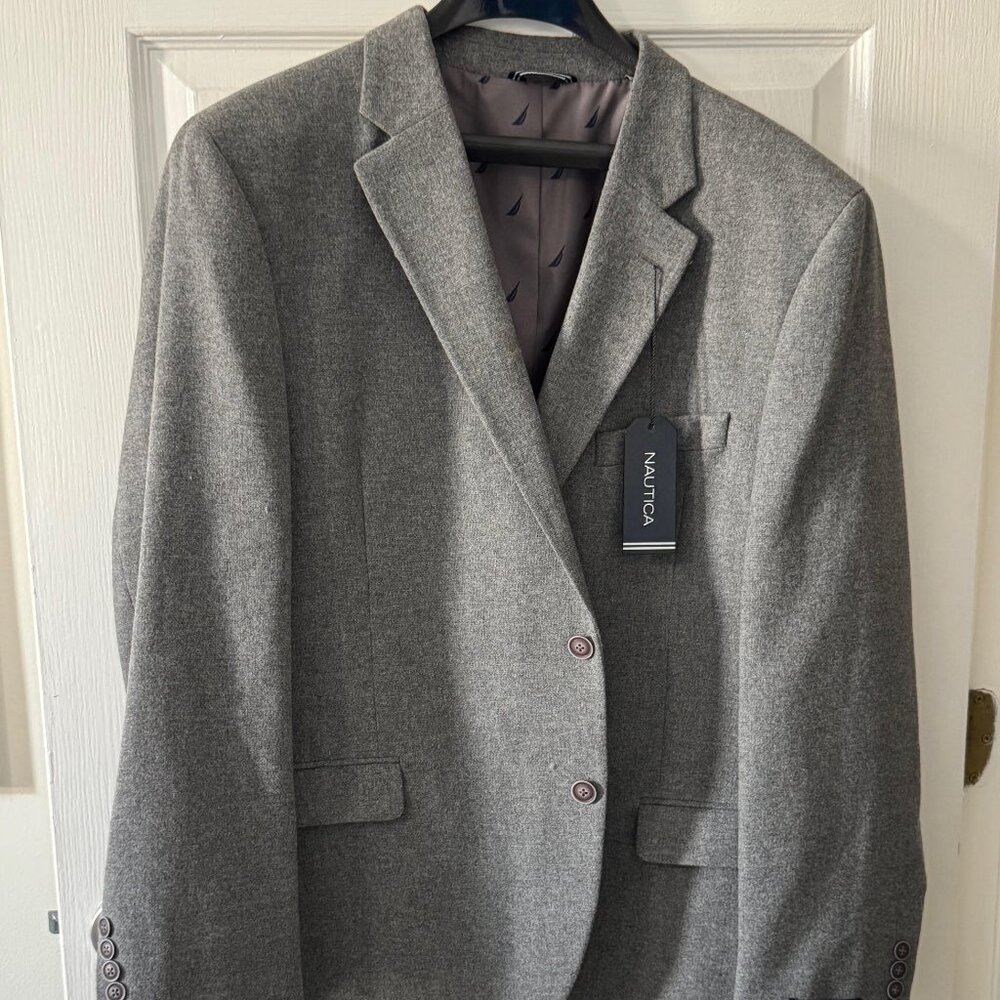 Nautica Men's Tweed Sport Coat 46R  Light Gray (NWT)